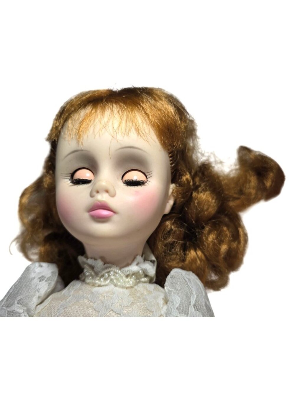 Madame Alexander Elise Bride Doll Lace Wedding Gown Auburn Hair Sleepy Eyes Vtg